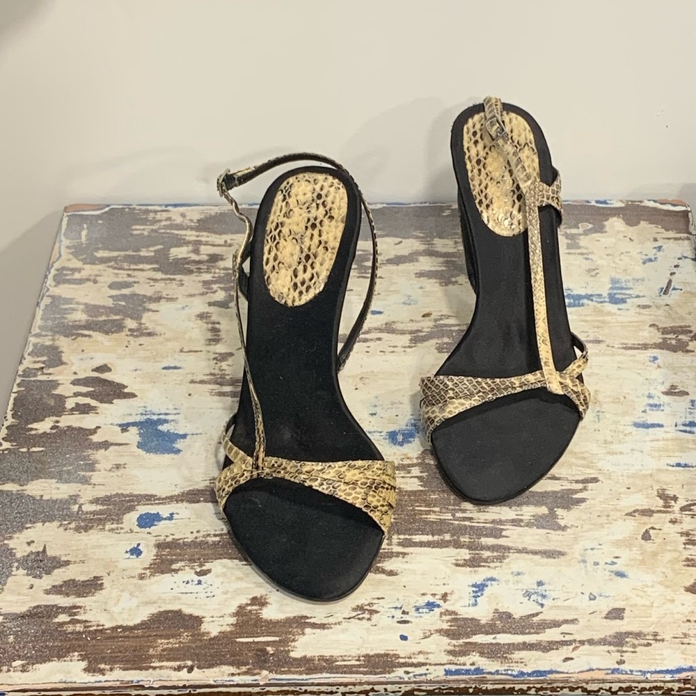 Nine West Snake Skin Print Strappy Sandals